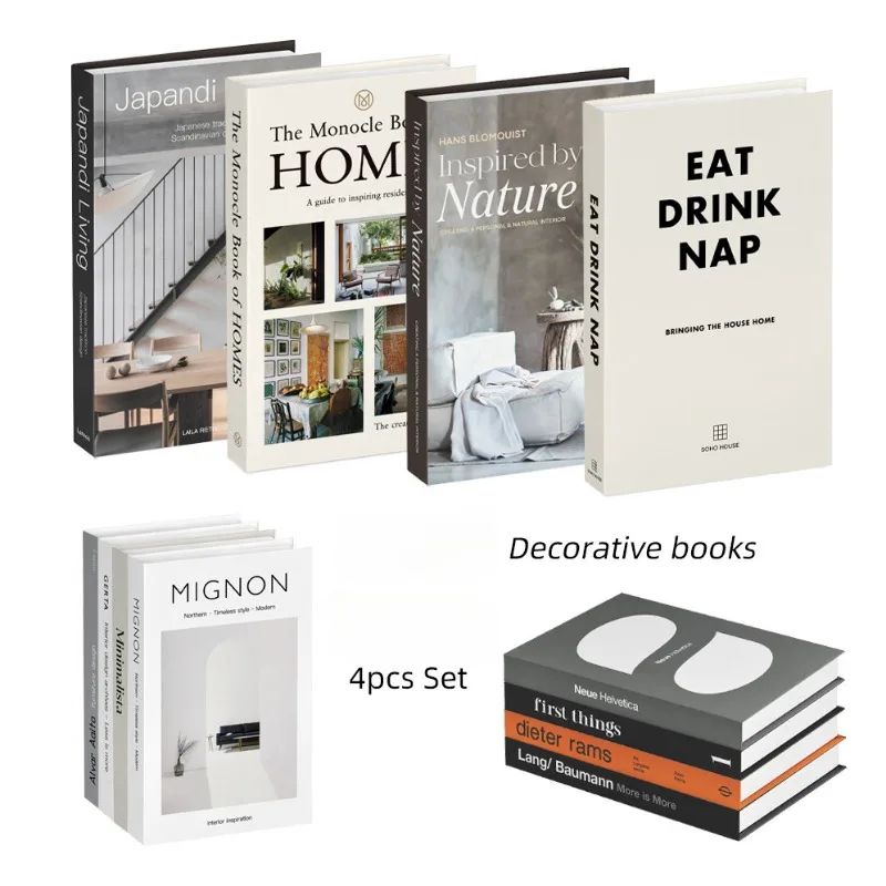 Luxury Faux Decorative Book Set – Aesthetic Coffee Table & Bookshelf Storage Decor 4 pcs