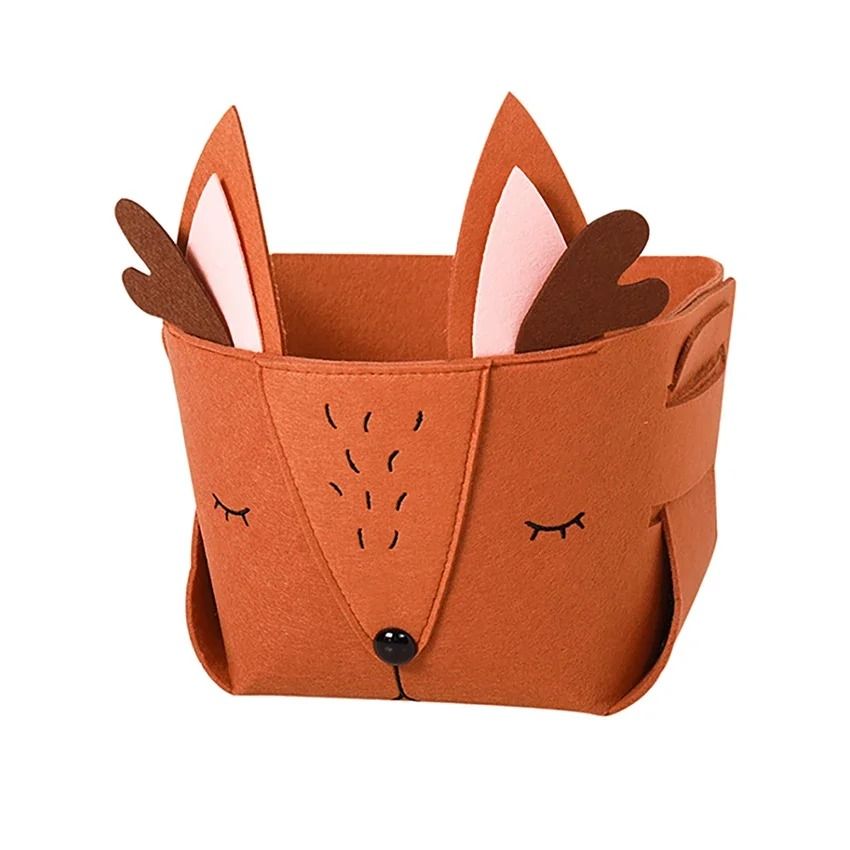 Cute Cartoon Animal Felt Fabric Foldable Storage Basket for Nursery Toys
