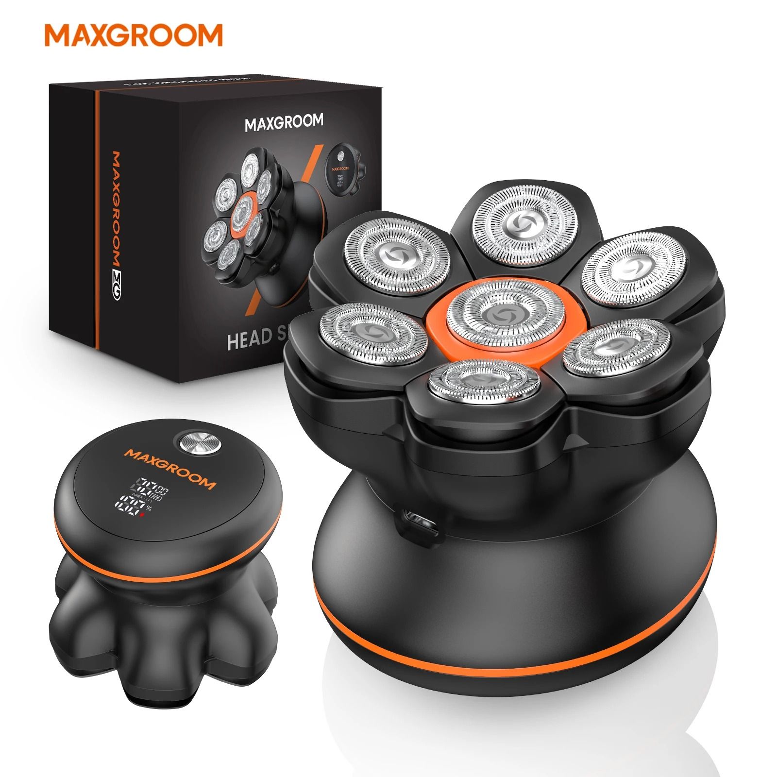 MAXGROOM 7D Head Shaver for Bald Men with Wet and Dry Electric Shaving and Beard Trimming