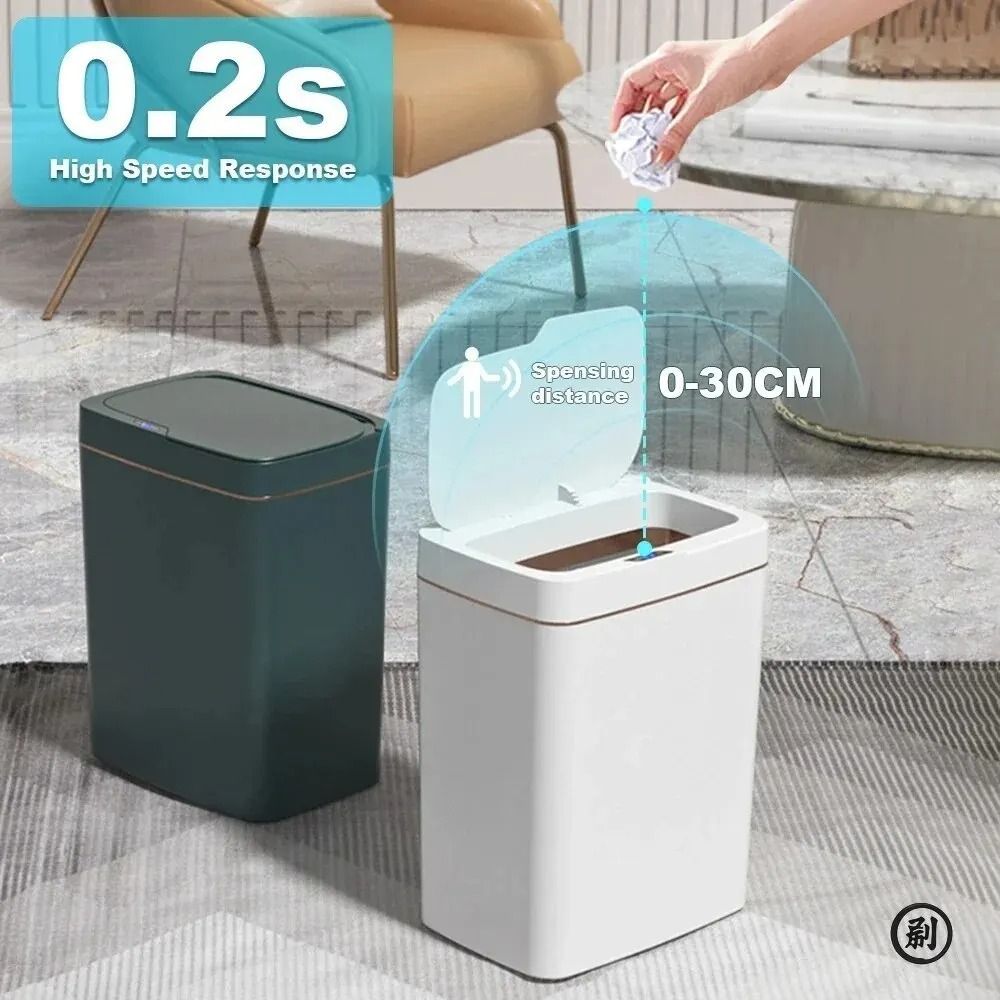 Smart Bathroom Trash Can with Automatic Bagging and Touchless Sensor