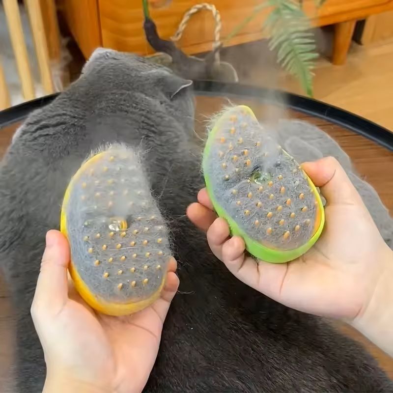 3 in 1 Steamy Pet Grooming Brush with Electric Spray for Detangling and Massage
