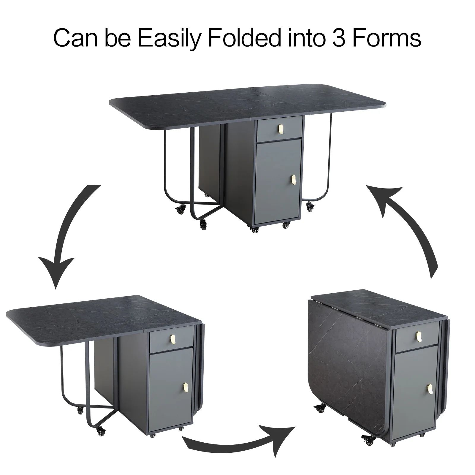Folding Rectangle Dining Table with Chairs Set