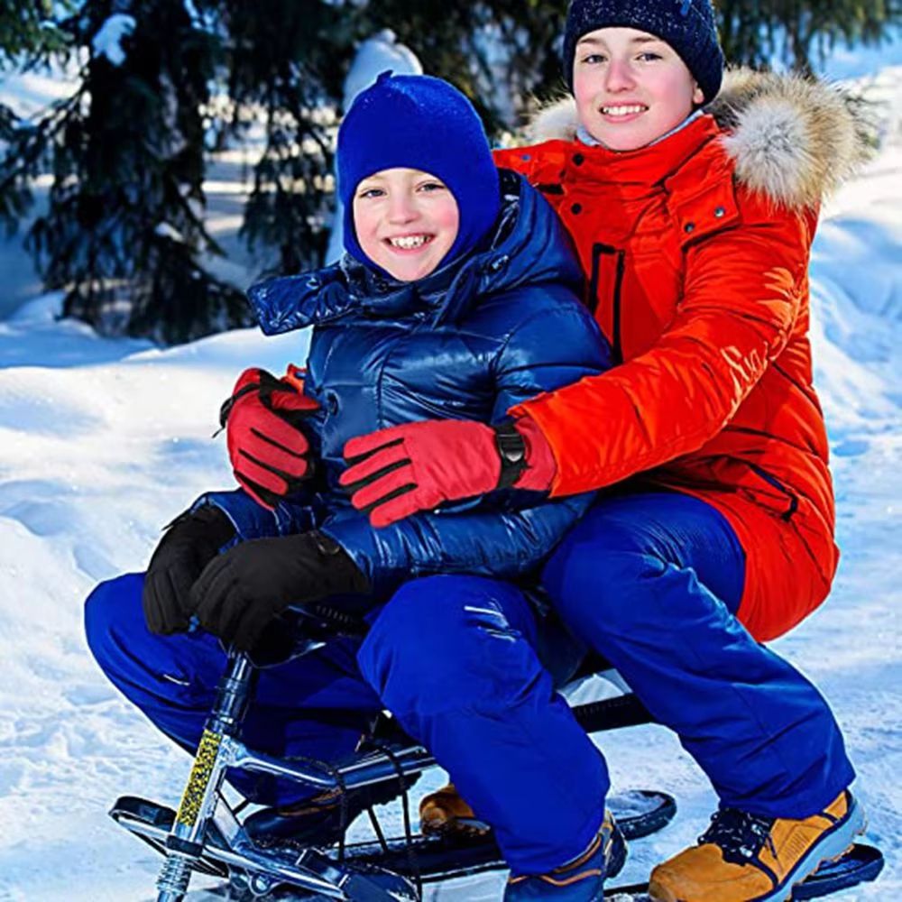 Winter ski gloves for Kids and Adults, Windproof Waterproof Thick Warm Snow Gloves for Skiing and Snowboarding