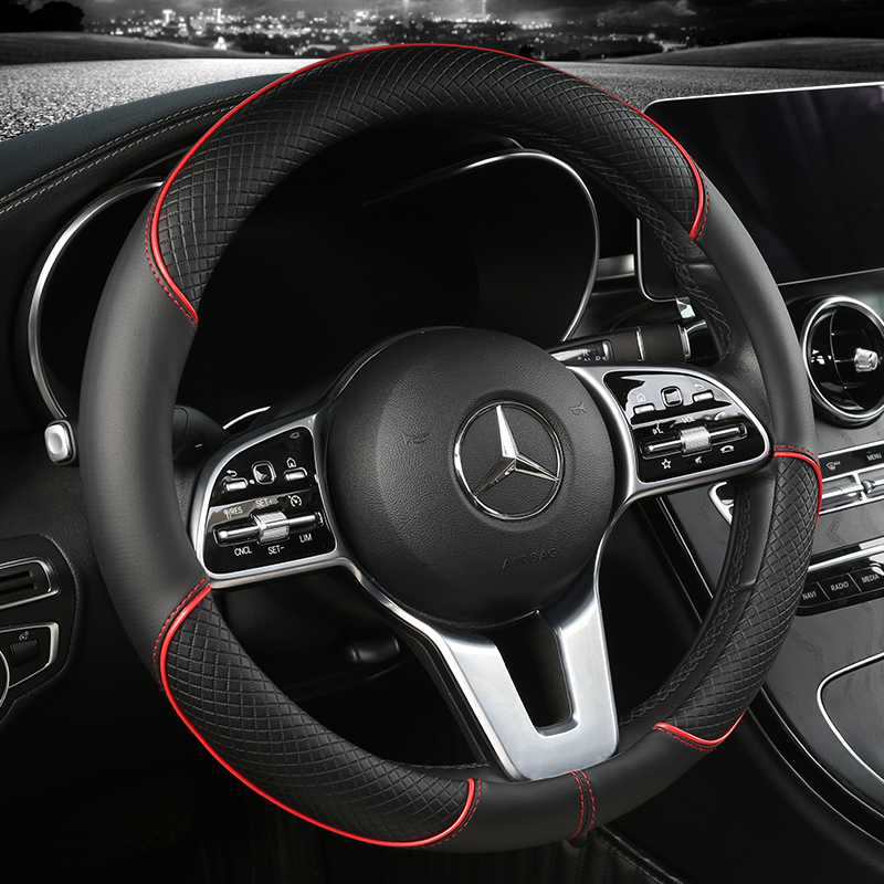 Universal Leather Diamond Steering Wheel Cover All Seasons Durable Anti-Slip Veins Design