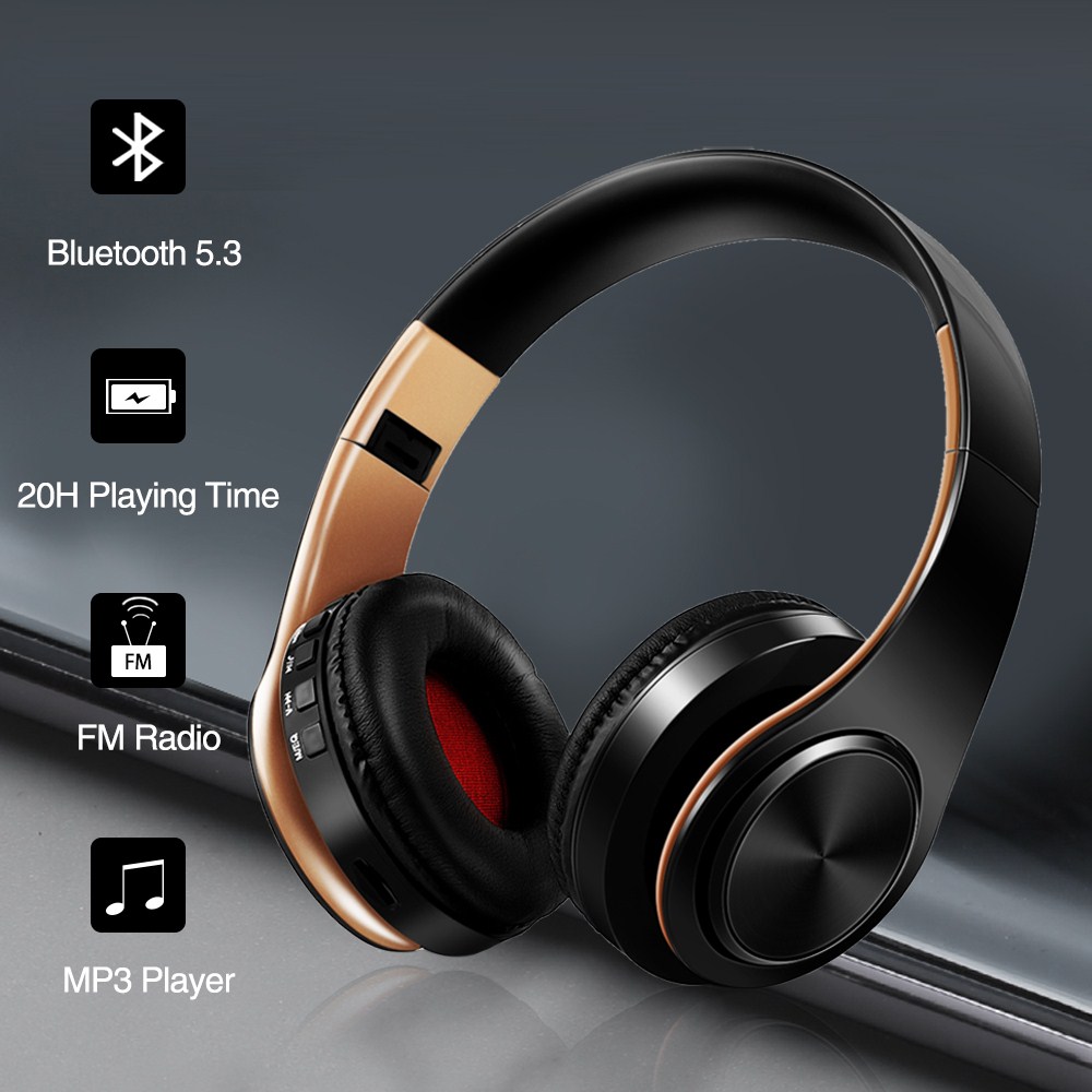 Wireless Bluetooth Headphones with FM Radio SD Card Support and 20 Hour Battery