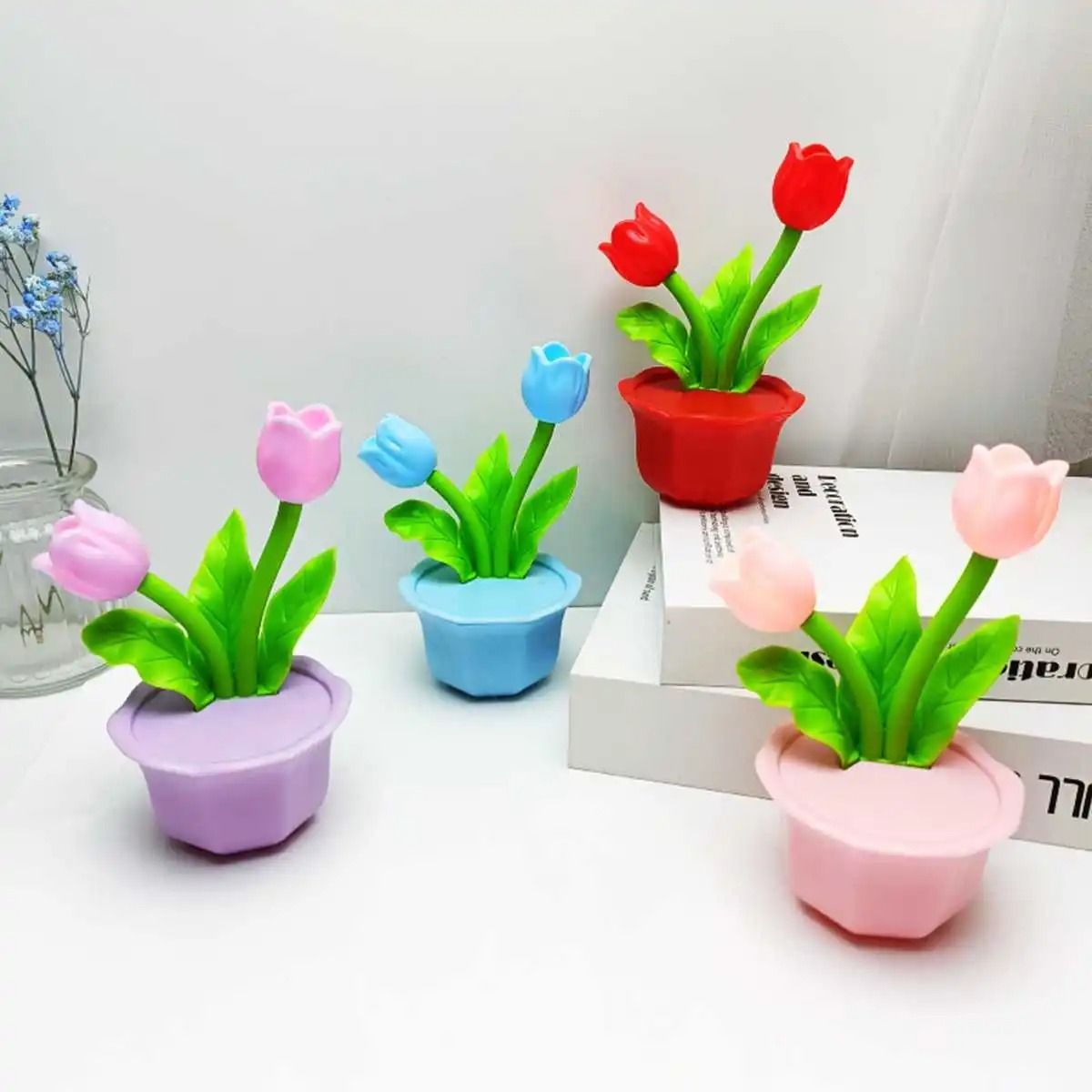 Artificial Tulip Table Lamp Bedside Night Light Flower Ambient LED Home Decoration