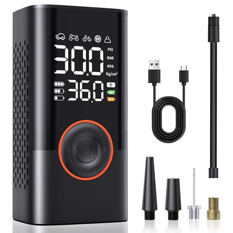 Wireless Car Air Compressor Rechargeable Tire Inflator Pump for Motorcycle, Bicycle, Boat & Balls