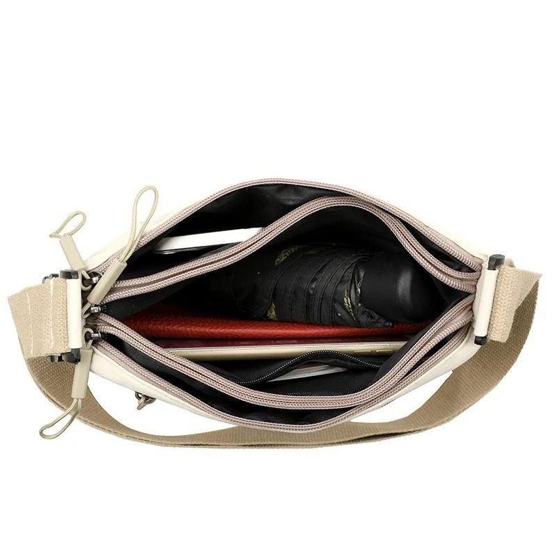 Womens Canvas Crossbody Bag with 3 Main Pockets and Adjustable Shoulder Strap