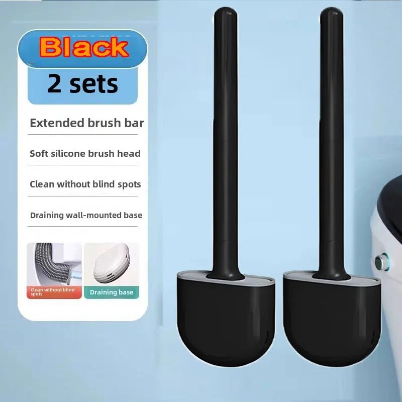 Hanging silicone toilet brush with Quick Dry Holder and Long Handle Bathroom Cleaner