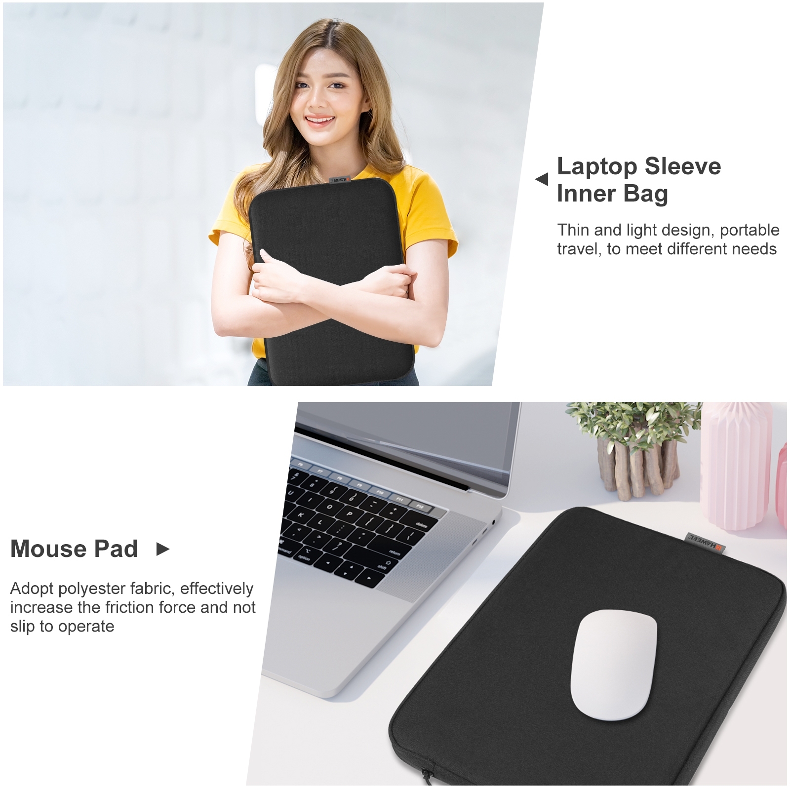 Protect your laptop with HAWEEL zipper sleeve case Laptop bag , lightweight, shockproof, and durable