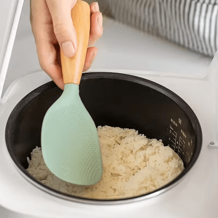 High-Temperature Silicone Cooking Spoon – Non-Stick Rice & Pot Spoon with Anti-Scald Handle