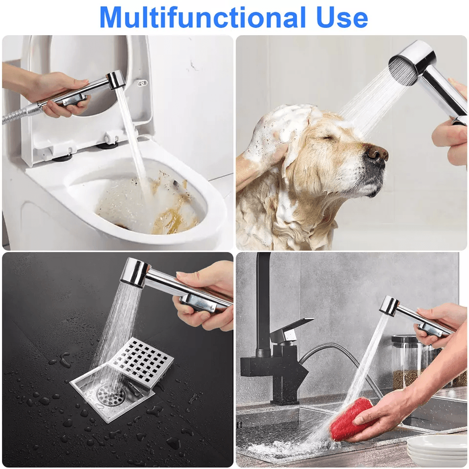 Hand Held Toilet Bidet Sprayer Bathroom Shower Water Spray Head w/ Hose Part, Stainless Steel Handheld Jet for Toilet