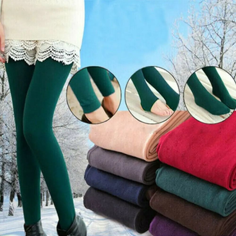 Womens Thermal Fleece Pantyhose Warm Fleece Lined Tights Winter Full Foot Leggings