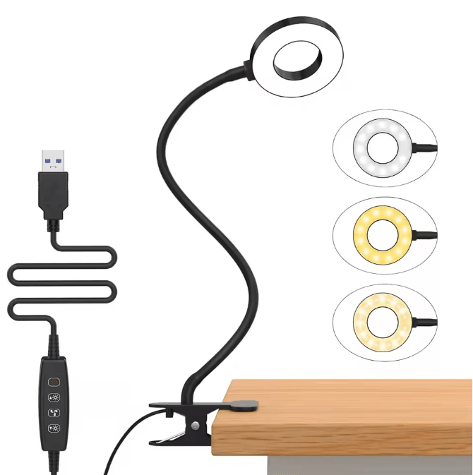 USB LED Clip On Desk Lamp Flexible Book Reading Light
