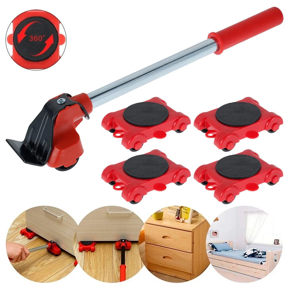 5 Piece Heavy Duty Furniture Moving Roller Set: Easy & Safe Appliance Mover Sliders