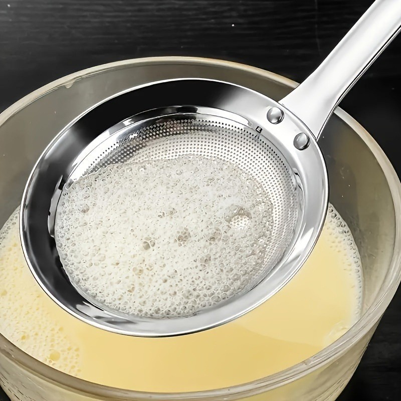 Fine Mesh Strainer, Stainless Steel Skimming Spoon for Oil, Grease Removal in Cooking & Frying