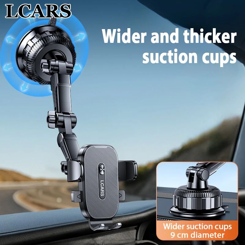 Ultra-Stable Car Phone Mount with Strong Suction Cup, Anti-Vibration Dashboard Holder, 360° Rotating