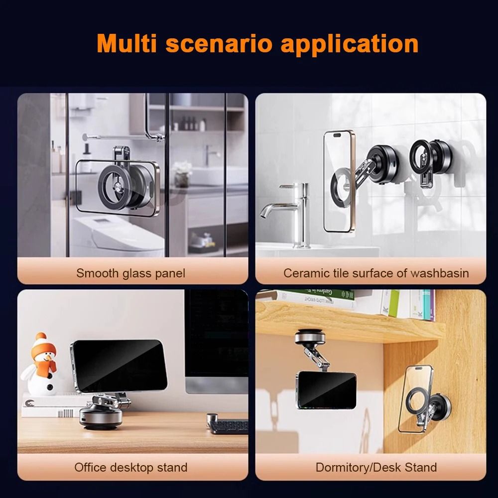 Magnetic Phone Holder Stand with Vacuum Suction Foldable and Rotating