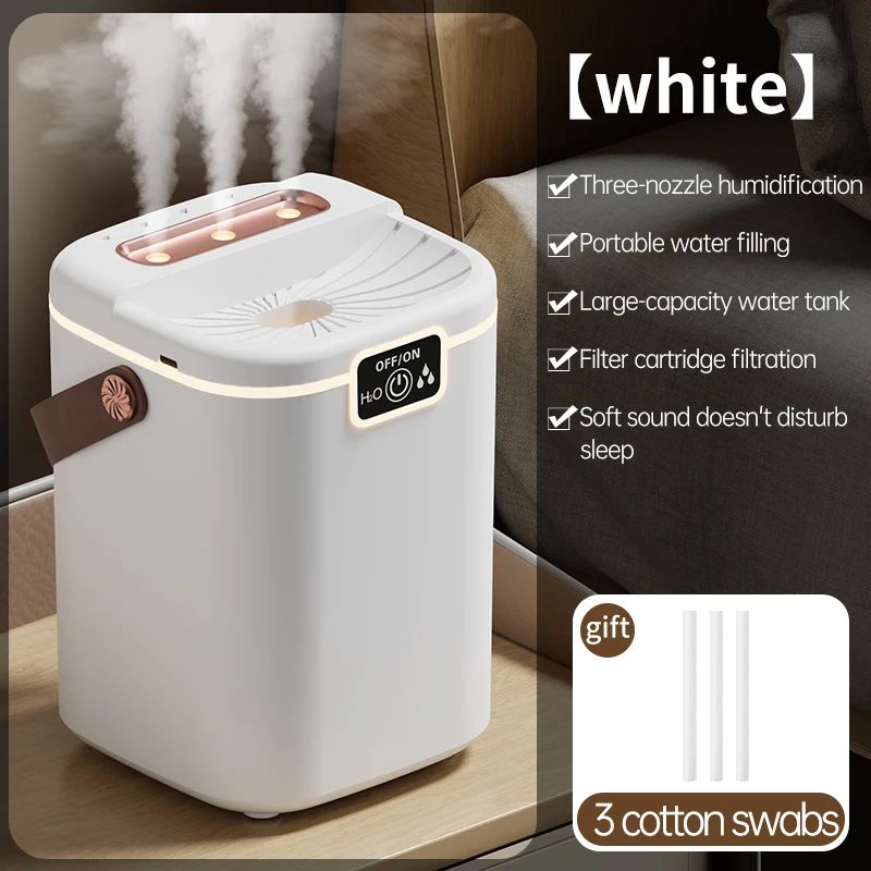Three-Nozzle Desktop Humidifier with Night Light – 2 L Large-Capacity USB Humidifier with Adjustable Mist