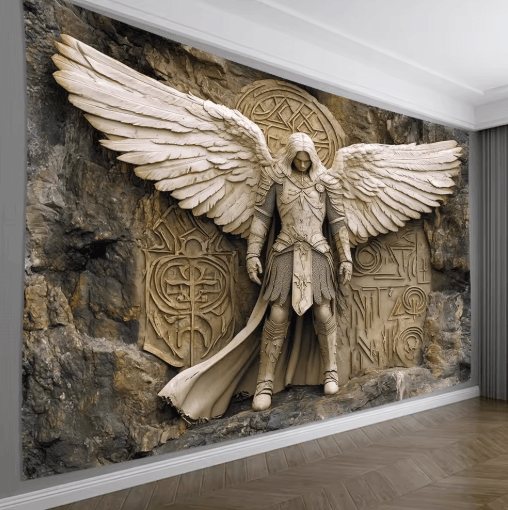 Glam 3D Angel Wall Tapestry Elegant Polyester Wall Hanging Decor