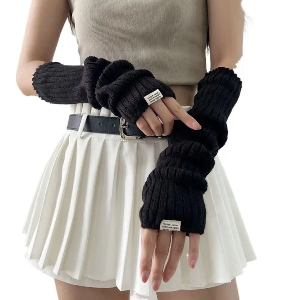 Elegant Lace-Trimmed Knitted Arm Warmers - Lolita & Harajuku Style