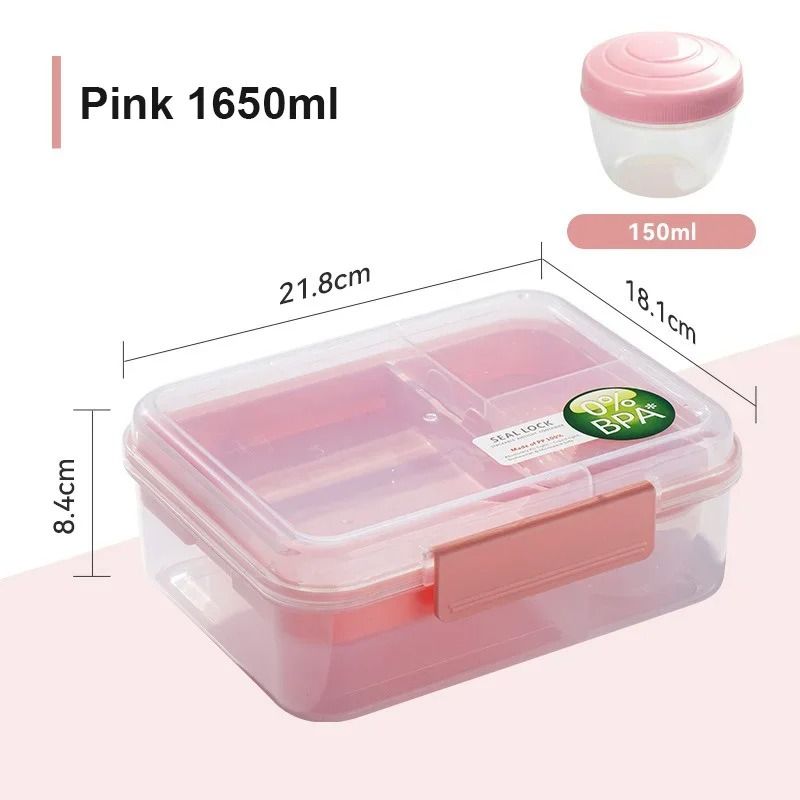Double Layer Bento Lunch Box With Carry Handle