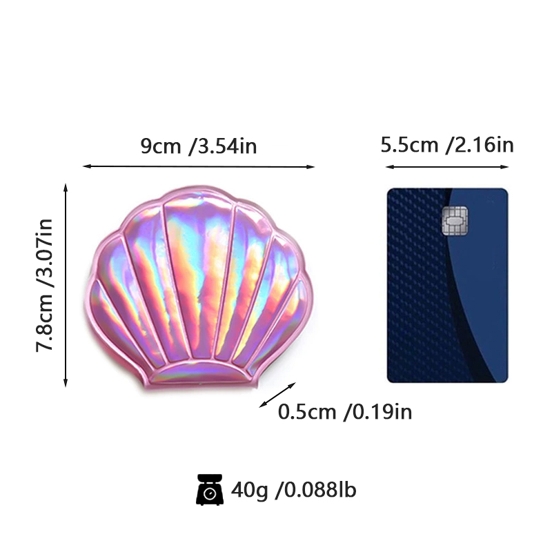 Portable Color Shell Shape Makeup Mirror, Double Sided Magnifying Mirror, Travel Beauty Cosmetic Tool