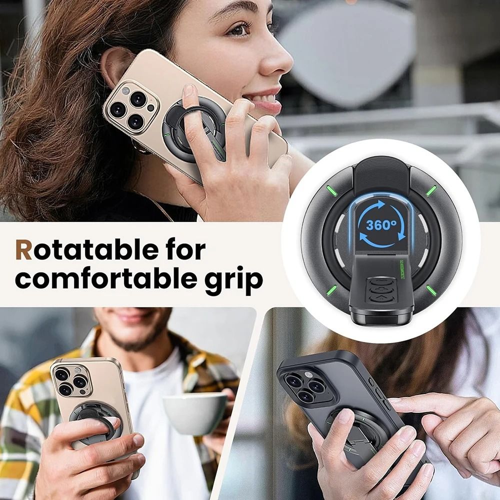 Universal Double-Sided Magnetic Finger Ring & 360° Rotating Smartphone Stand