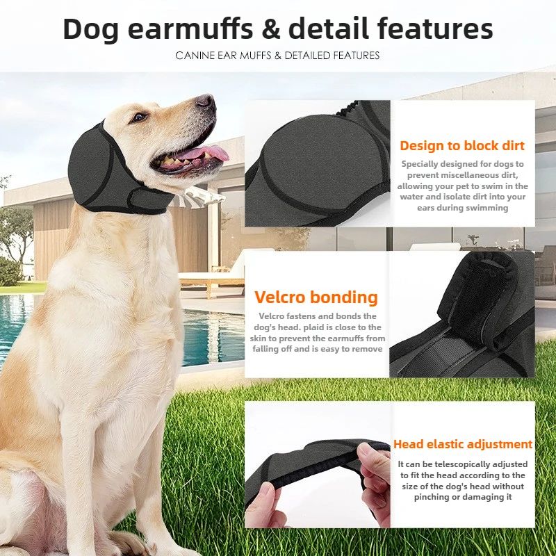Noise Reduction Dog Ear Covers – Waterproof Calming Hearing Protection Earmuffs for Dogs Adjustable & Shock Proof