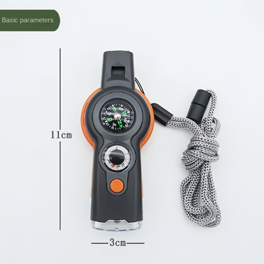 Emergency Survival Whistle with Compass Thermometer Carabiner Keychain