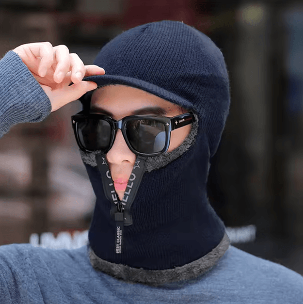 Winter Wool Hat and Scarf Set with Ear Protection and Windproof Visor