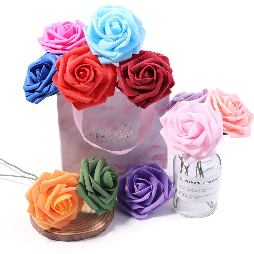 Artificial Foam Rose Flowers, PE Simulation Roses, Fake Flower Bouquet for DIY, Wedding, Party Decor, Home Decoration