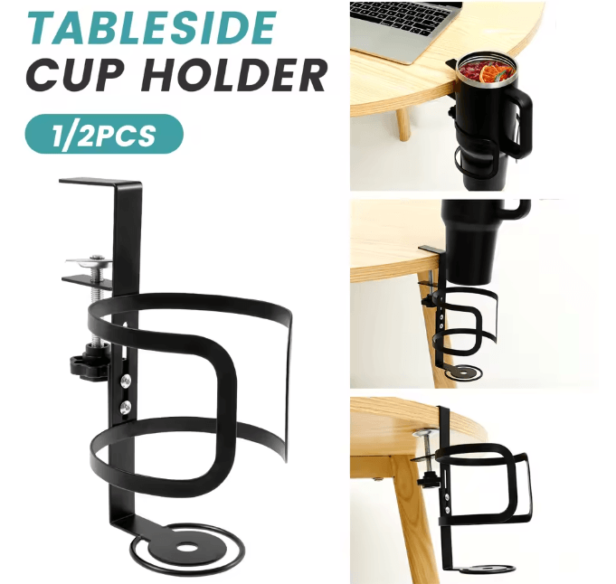 Adjustable Desk Cup Holder Clip On Mug and Headphone Organizer