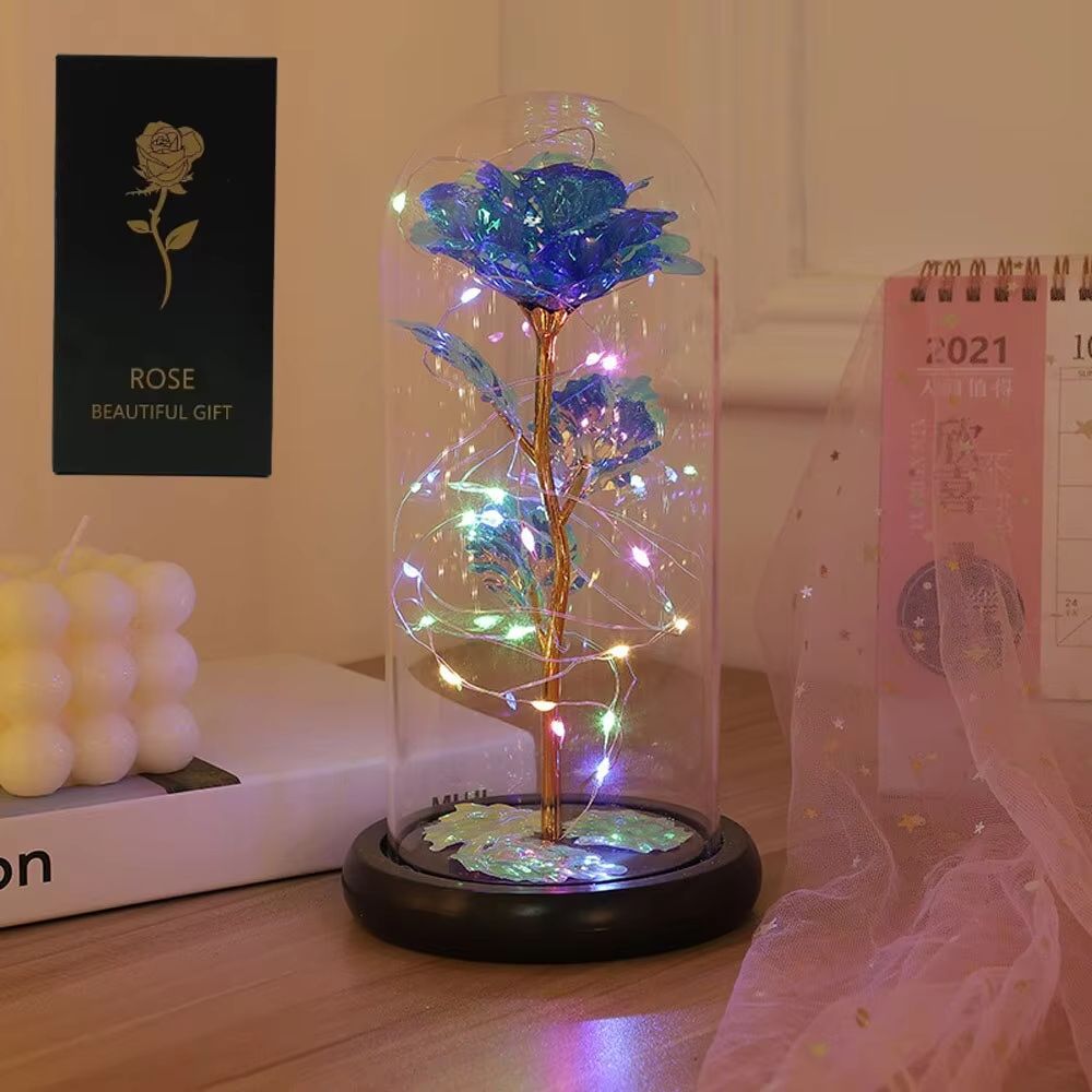 LED Galaxy Rose in Glass Dome – Illuminated Eternal Flower Gift