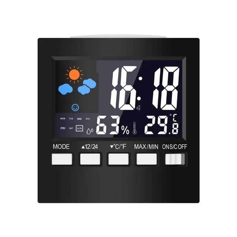 Smart Weather Forecast Station LCD Indoor Temperature Humidity Monitor Clock