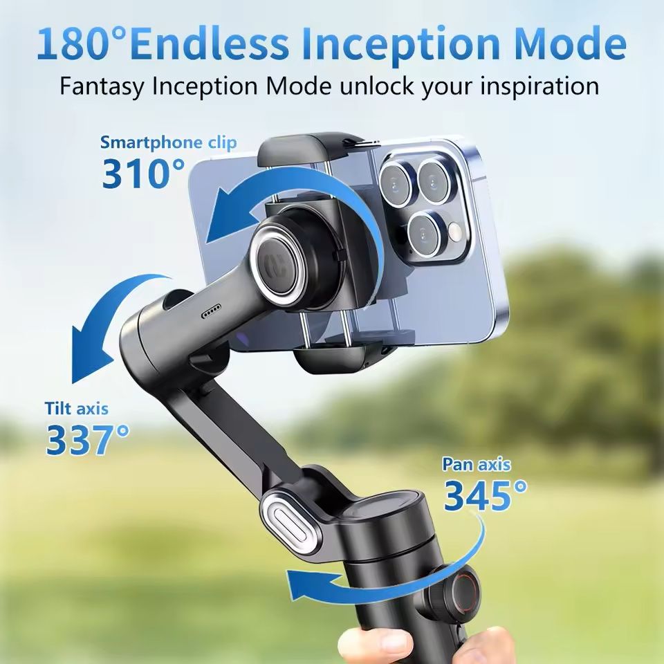 3-Axis Smartphone Gimbal Stabilizer with Face Tracking and Fill Light