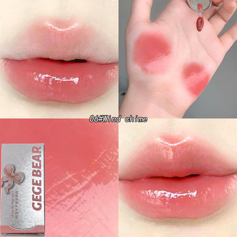Cute Pink Lip Gloss Waterproof, Jelly Transparent Liquid Lipstick, Water Lip Tint Gift Set Makeup, Beauty Cosmetics