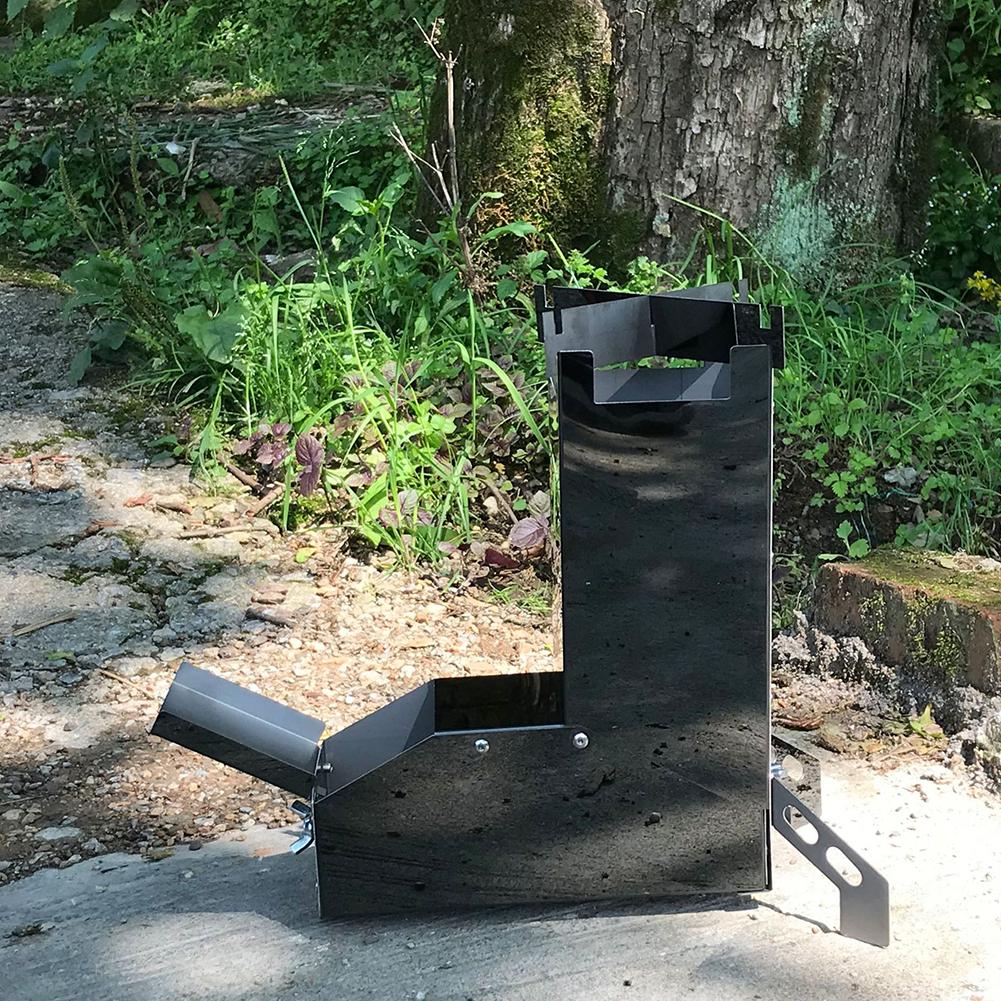 Portable Stainless Steel Rocket Stove for Camping Hiking Outdoor Cooking