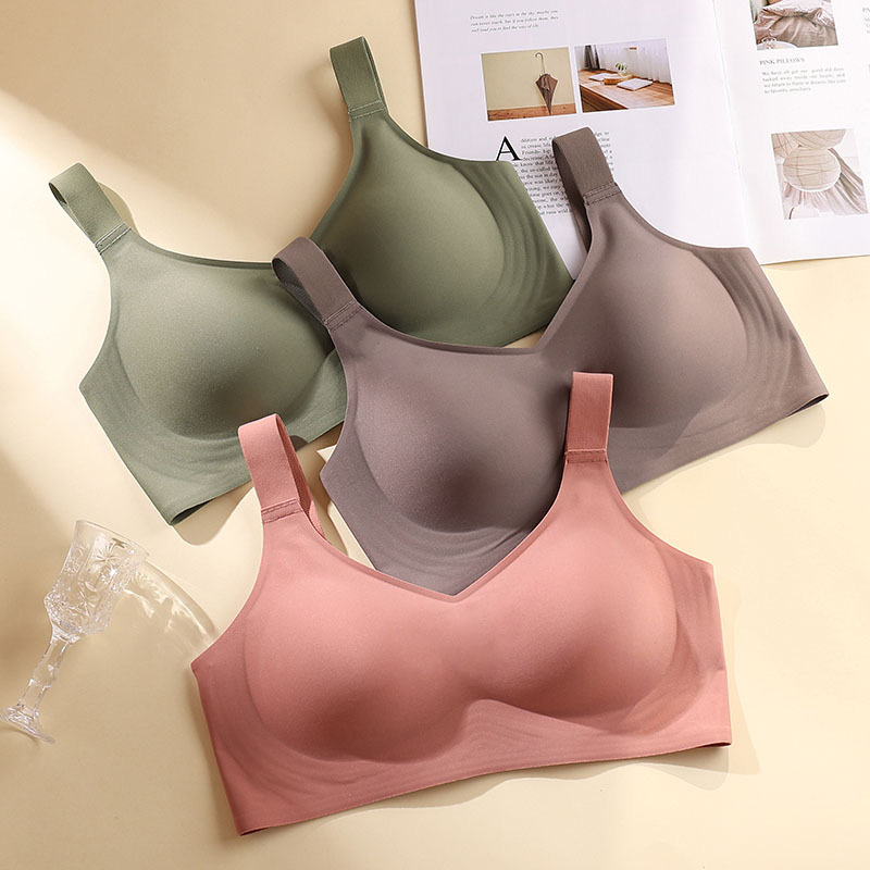 Beautiful Back Large Size Soft Support Push-up Bra For Women, Seamless One-piece, Wire-free Adjustable Sports Thin Bra