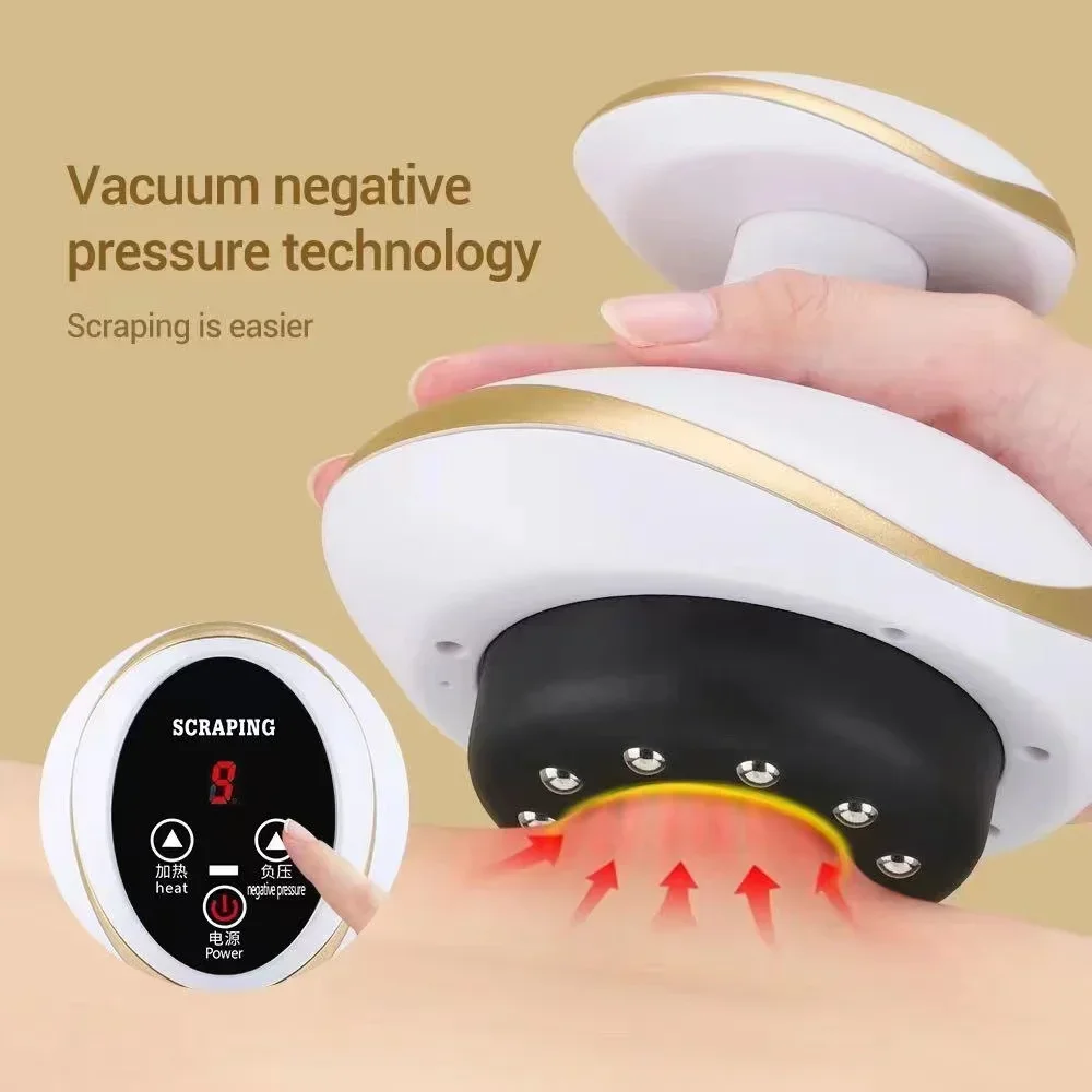 Home Rechargeable Fat Burner Guasha Massage, Pressure Vacuum Suction Cup, Electric Heating Cupping Massager