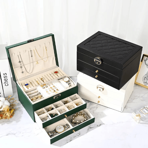 High End Multi Layer Drawer Type Jewelry Box Household Large Capacity Earring Storage Organizer with Oxidation Finish