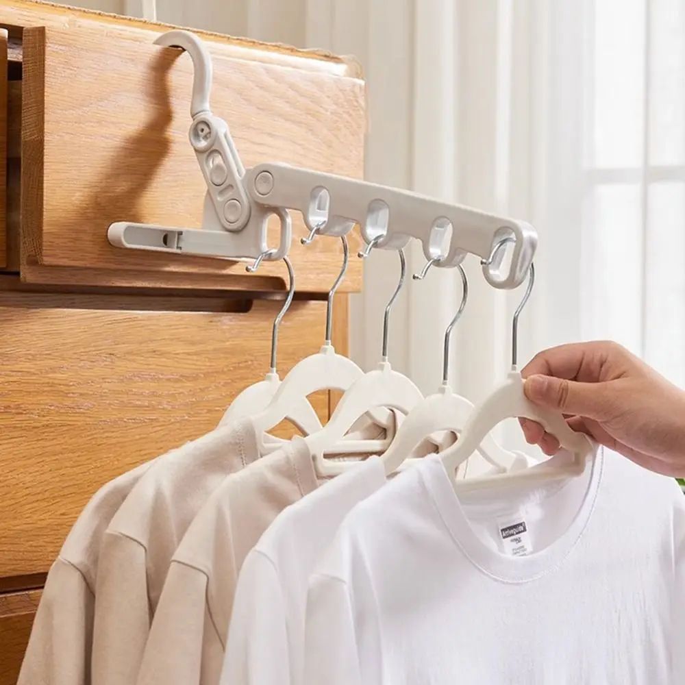Foldable Travel Clothes Drying Rack with Adjustable Hooks
