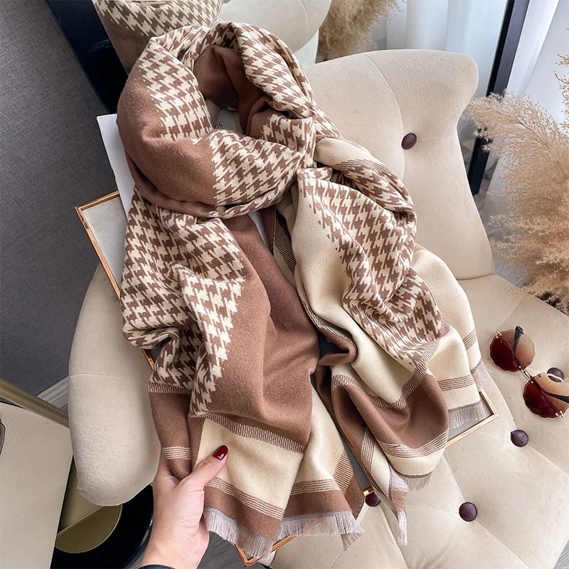 2024 Luxury Two-Sided Jacquard Pashmina | Premium Cashmere Winter Coldproof Shawl & Windproof Blanket System