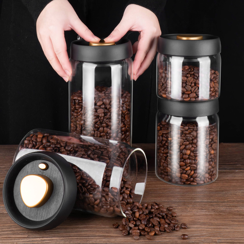 Glass Sealed Jar Airtight Glass Storage Container for Coffee, Dry Goods & Kitchen Essentials