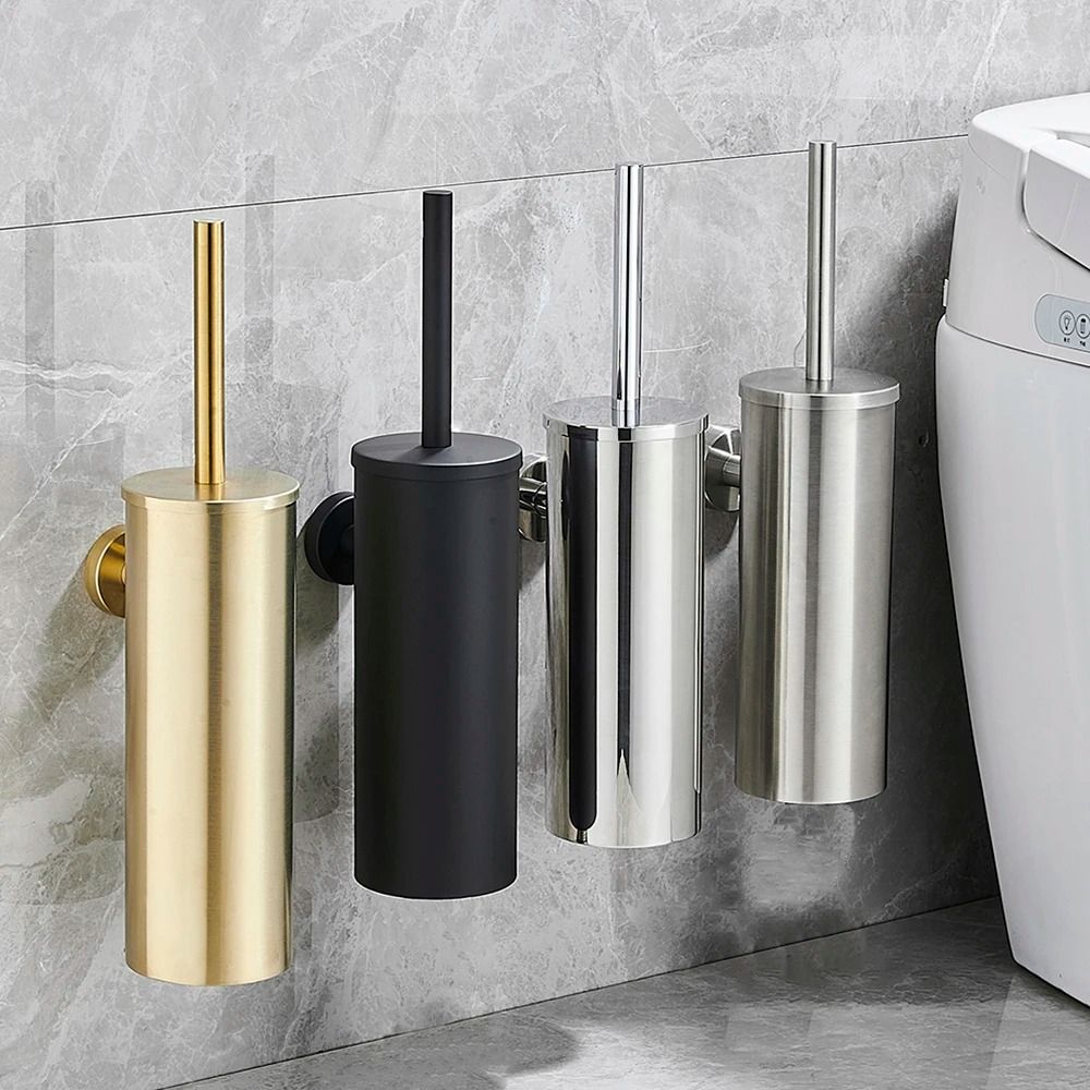 Stainless Steel Wall-Mounted Toilet Brush Set