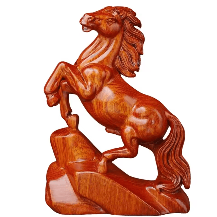 Rosewood Feng Shui Horse Statue – Lucky Wealth Zodiac Desk & Home Decor