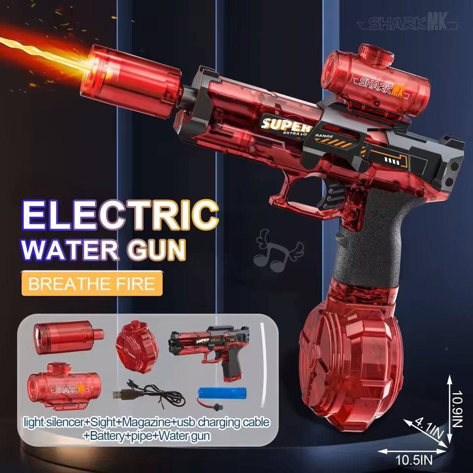 Electric Water Gun with Flame Light High Pressure Spray