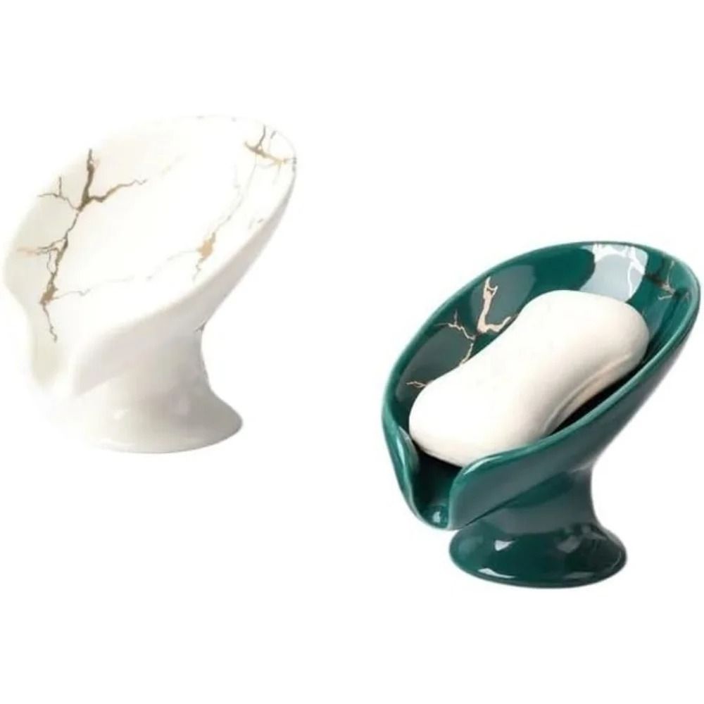 Premium Ceramic Leaf Shape Soap Holder – Elegant Bathroom & Kitchen Self-Draining Dish