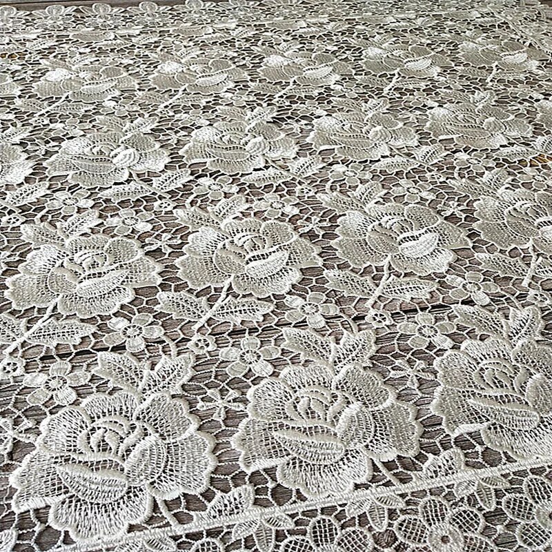 White Rose Flowers Embroidery Table Cloth: Wedding & Home Decor