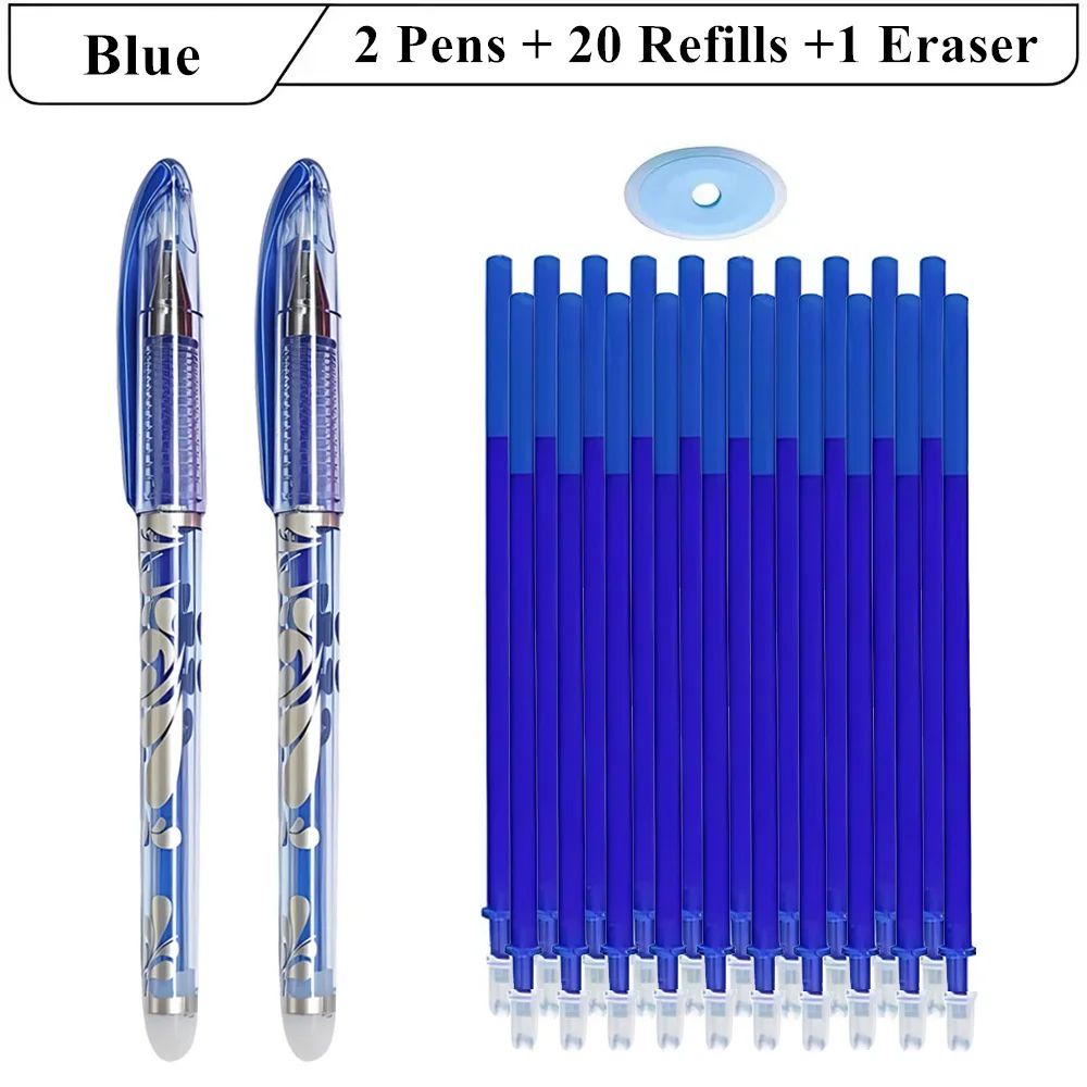 PrecisionWrite 0.5mm Erasable Gel Pens Set with 20 Refills & Eraser – Smooth Writing Refillable Stationery Kit